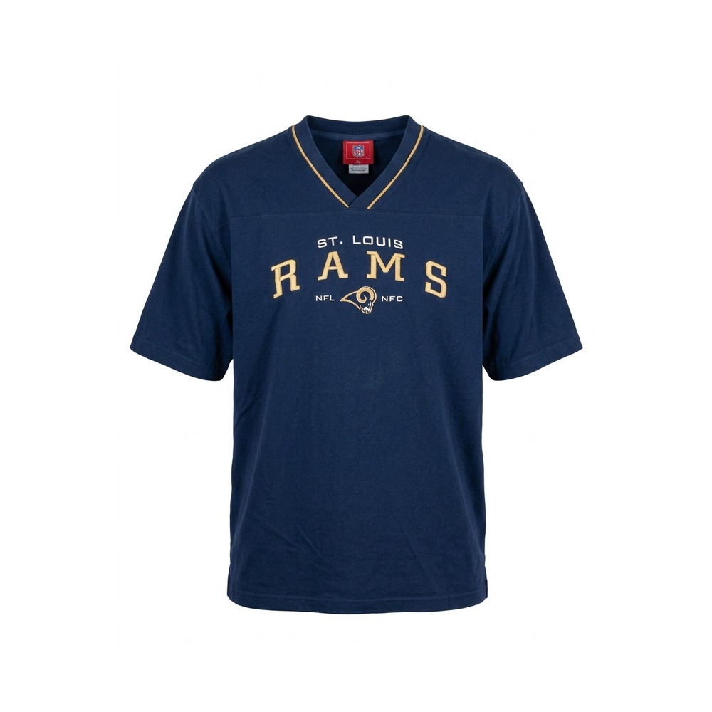 St. Louis Rams NFL Men's L Blue V‑Neck T‑Shirt Vintage Style‎ Made in Jordan